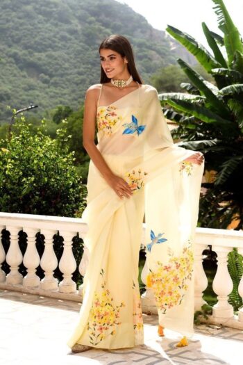 Organza Silk Saree with Sequin Handcrafted Detailing