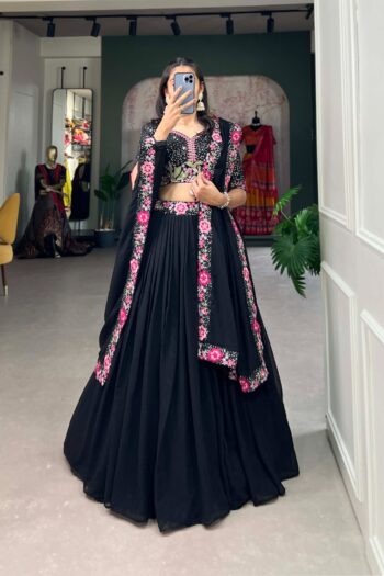 Georgette Lehenga Choli with Sequins & Delicate Embroidery