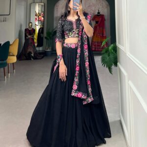 Georgette Lehenga Choli with Sequins & Delicate Embroidery