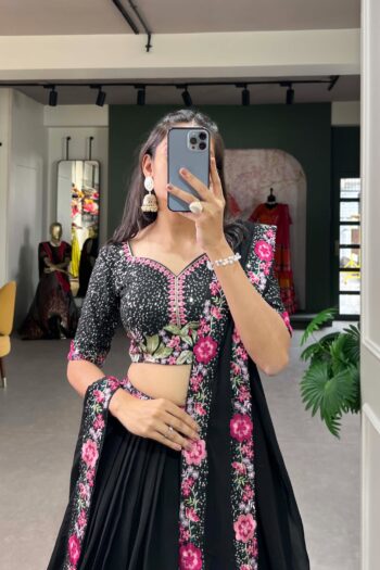 Georgette Lehenga Choli with Sequins & Delicate Embroidery
