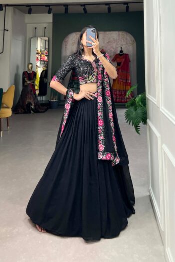 Georgette Lehenga Choli with Sequins & Delicate Embroidery