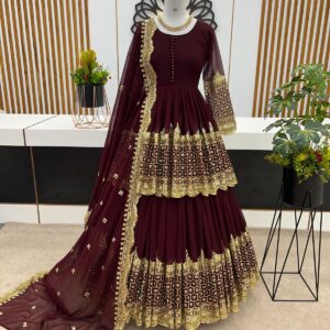 Glamour Glow Faux Georgette Lehenga with Luxe Sequins Work