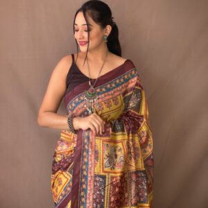 Kalamkari Elegance Pure Cotton saree with Contrast Pallu