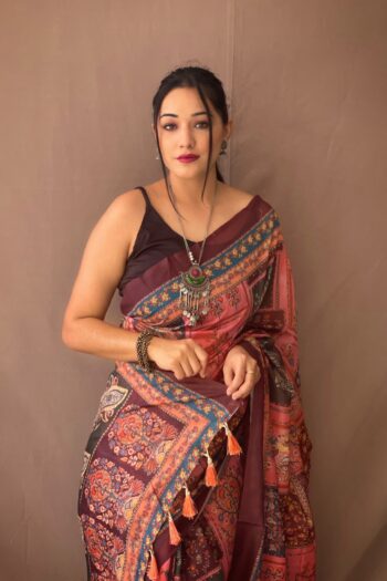 Kalamkari Elegance Pure Cotton saree with Contrast Pallu
