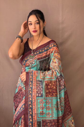 Kalamkari Elegance Pure Cotton saree with Contrast Pallu