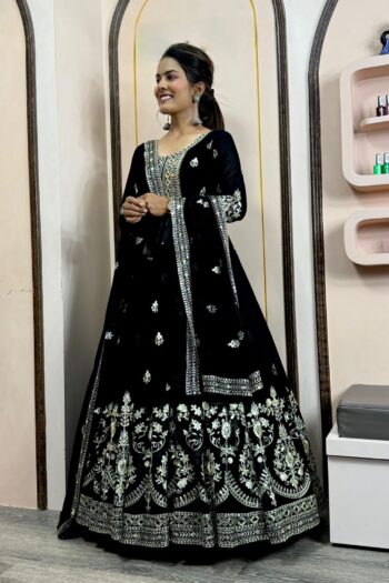 Gorgeous Embroidered Gown with Butter Silk and Graceful Dupatta