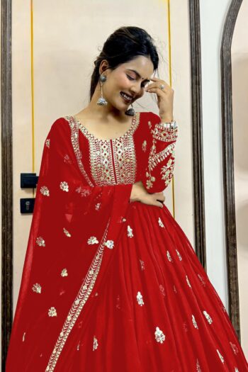 Gorgeous Embroidered Gown with Butter Silk and Graceful Dupatta