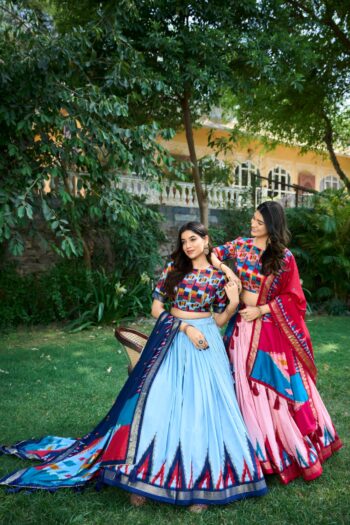 Gleaming Grace Tussar Silk Foil Print Lehenga choli Set