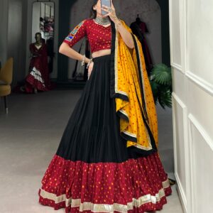 Garba Glow Elegant Black Lehenga with Gota Detailing