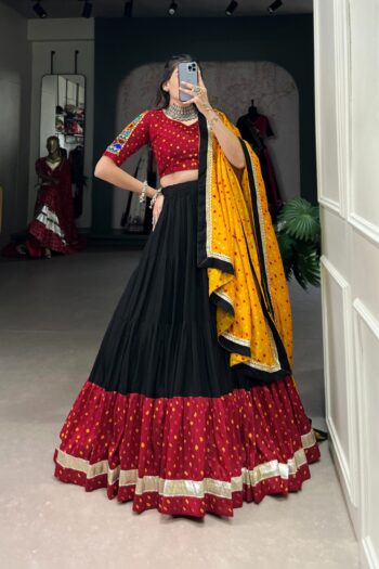 Garba Glow Elegant Black Lehenga with Gota Detailing