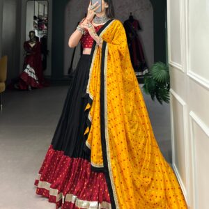 Garba Glow Elegant Black Lehenga with Gota Detailing