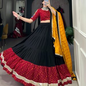 Garba Glow Elegant Black Lehenga with Gota Detailing