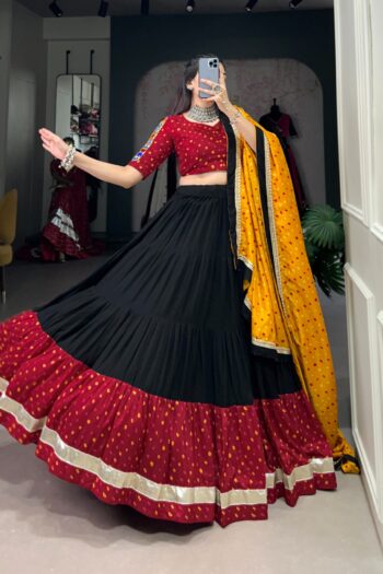 Garba Glow Elegant Black Lehenga with Gota Detailing