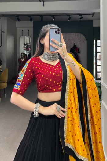 Garba Glow Elegant Black Lehenga with Gota Detailing