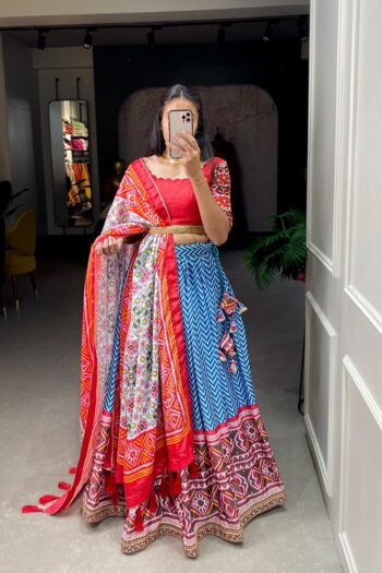 Laheriya-Paithani Fusion Lehenga with Gotta Patti Lace
