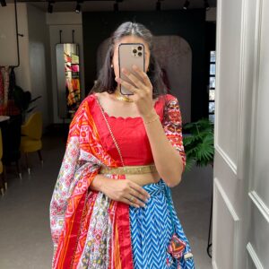 Laheriya-Paithani Fusion Lehenga with Gotta Patti Lace