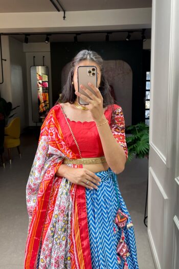 Laheriya-Paithani Fusion Lehenga with Gotta Patti Lace