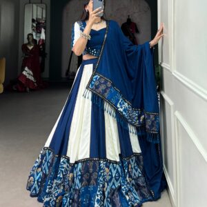 Dance Through Garba Nights in Stunning Blue with Lehenga