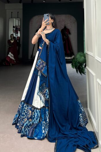 Dance Through Garba Nights in Stunning Blue with Lehenga