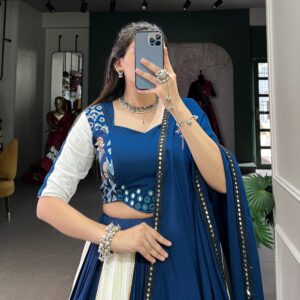 Dance Through Garba Nights in Stunning Blue with Lehenga