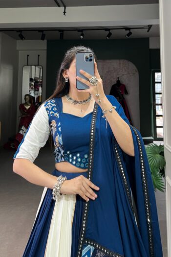Dance Through Garba Nights in Stunning Blue with Lehenga