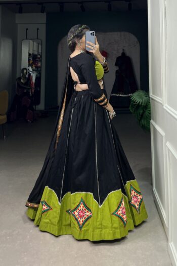 Pure Cotton Navratri Lehenga with Gota Patti & Cowrie Lace