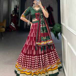 Festive Glow Dola Silk Lehenga Choli with Foil & Gamthi Lace