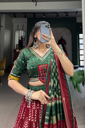 Festive Glow Dola Silk Lehenga Choli with Foil & Gamthi Lace