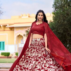 Floral Printed Tussar Silk Festival Wear Lehenga Choli