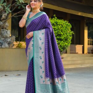 Trendy Paithani Banarasi Silk with Stunning Peacock Border