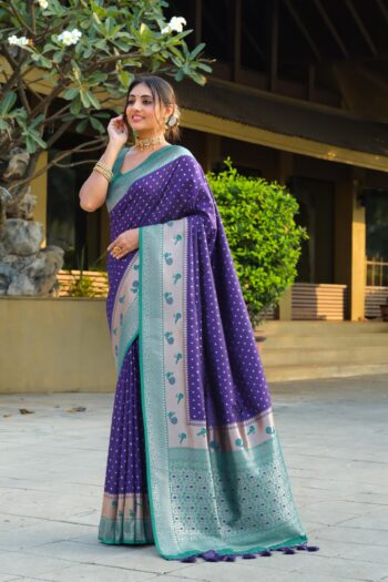 Trendy Paithani Banarasi Silk with Stunning Peacock Border