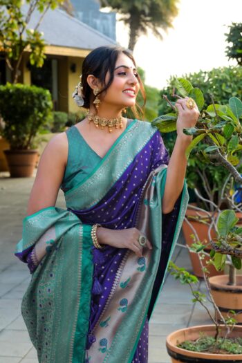 Trendy Paithani Banarasi Silk with Stunning Peacock Border