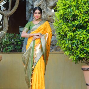 Trendy Paithani Banarasi Silk with Stunning Peacock Border