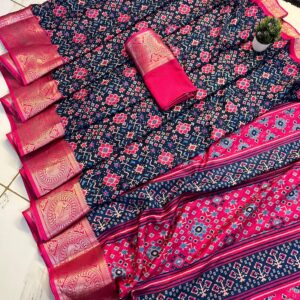 Pure Dola Silk Patola Saree with Original Jacquard Border