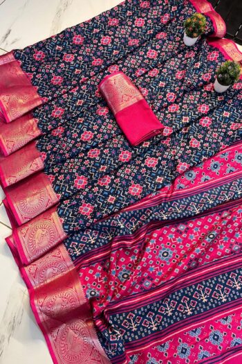 Pure Dola Silk Patola Saree with Original Jacquard Border