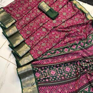 Pure Dola Silk Patola Saree with Original Jacquard Border