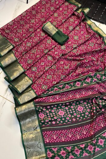 Pure Dola Silk Patola Saree with Original Jacquard Border