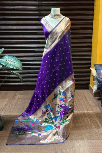 Banarasi Soft Silk Paithani Saree with Meena & Zari Weaves