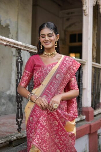 Traditional Woven Warli Banglori Silk Saree with Tassels
