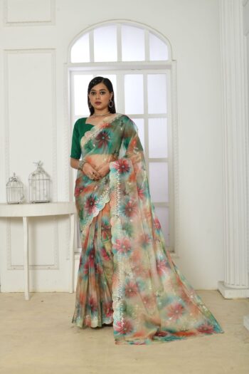 Soft Organza Silk Saree with Embroidery Banglori Silk Blouse