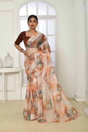 Soft Organza Silk Saree with Embroidery Banglori Silk Blouse