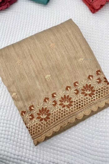 Soft Matka Silk Saree with Cutwork Border & Full Work Blouse