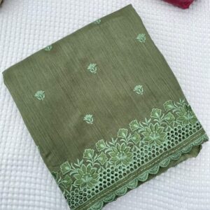 Soft Matka Silk Saree with Cutwork Border & Full Work Blouse