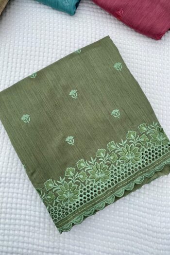 Soft Matka Silk Saree with Cutwork Border & Full Work Blouse