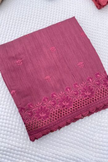 Soft Matka Silk Saree with Cutwork Border & Full Work Blouse