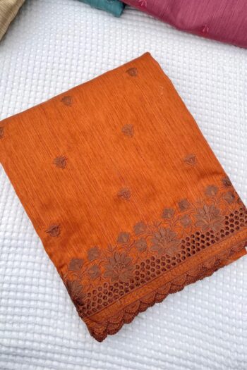 Soft Matka Silk Saree with Cutwork Border & Full Work Blouse