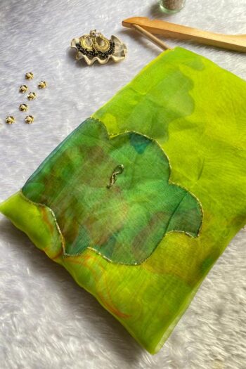 Soft Organza Saree with Khatli Handwork & Print Blouse