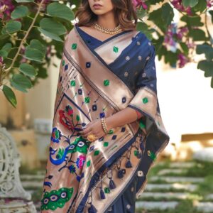 Exclusive Banarasi Soft Silk Paithani Saree with Zari Pallu