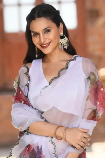 Pure Organza Saree with Khatli Handwork & Satin Blouse