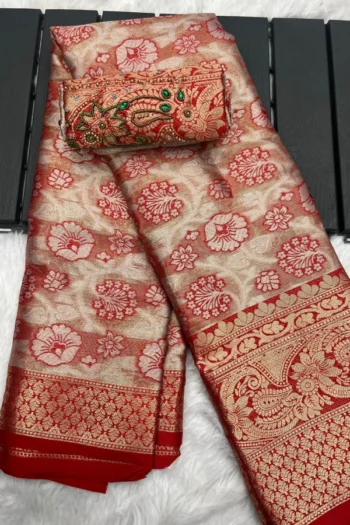 Luxurious Banarasi Saree with Heavy Work and Brocade Blouse